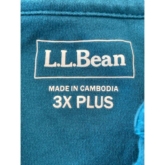 L.L. Bean 3/4 length sleeve tee 100% Cotton turquoise teal 3Xplus - Picture 3 of 9